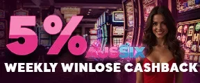 Aussix 5% weekly win/lose cashback